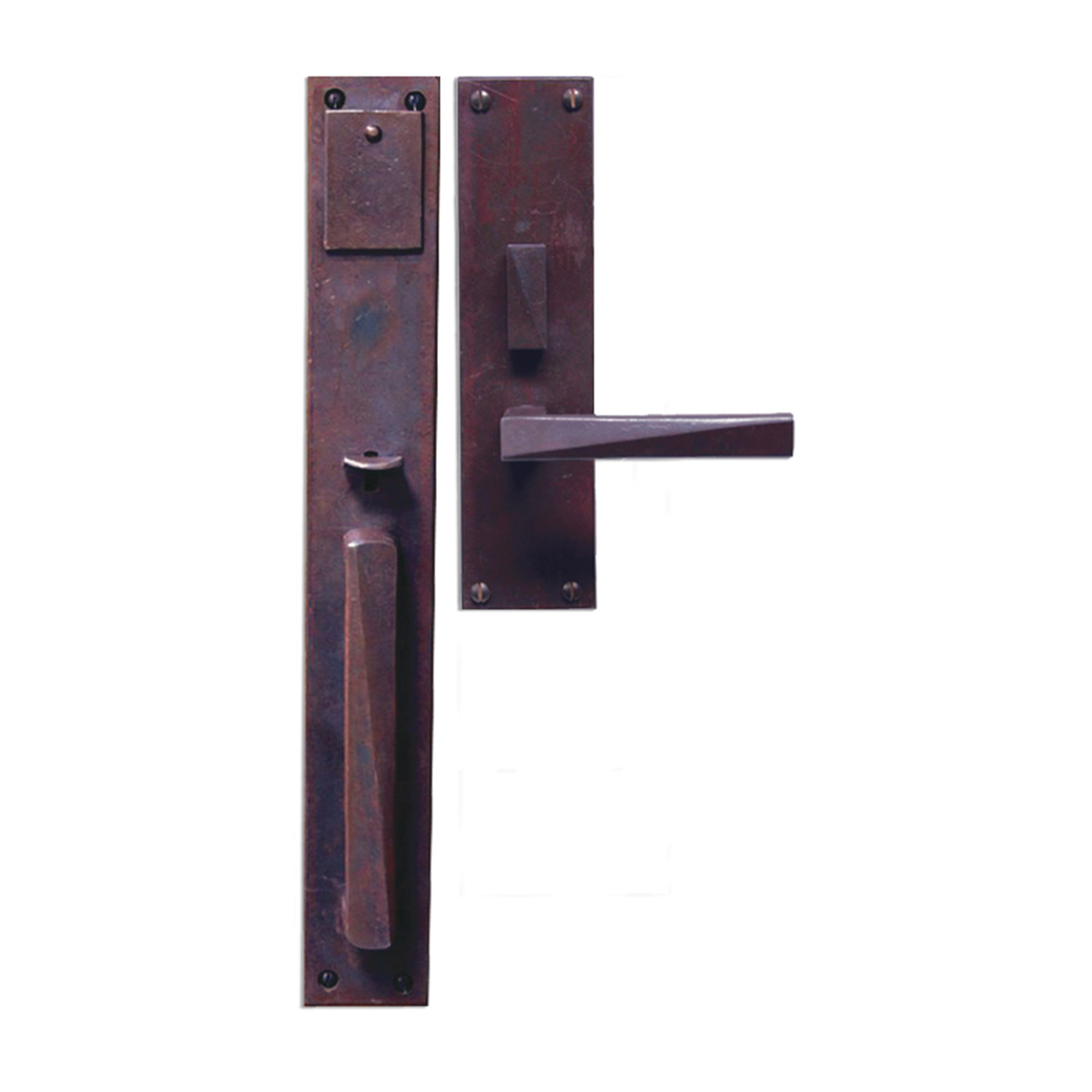 Hand Forged Iron Milan II Thumblatch-Lever Mortise Entry Set 