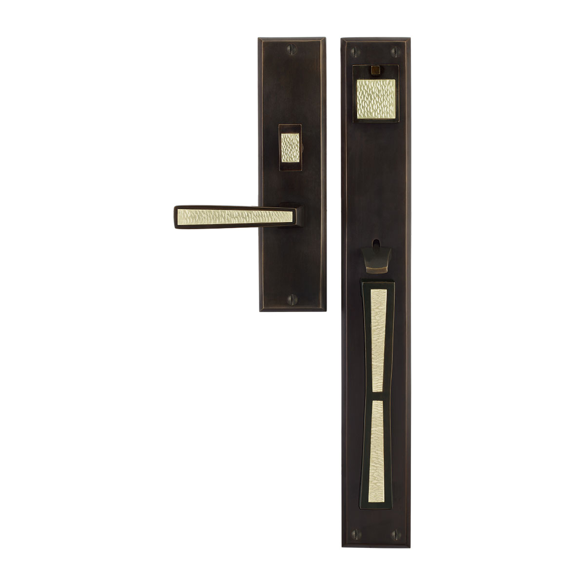 Solid Bronze Grande Manhattan Thumblatch-Lever Mortise Entry Set