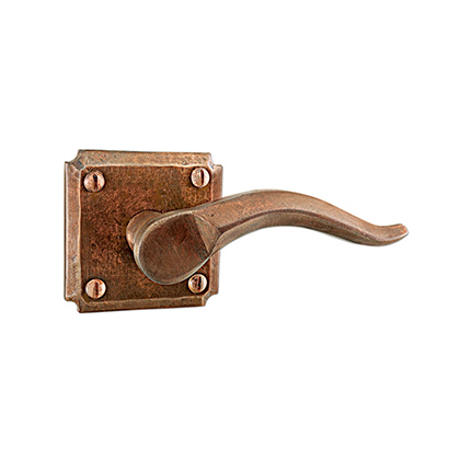 Hand Forged Iron Petite Verona Lever with Notched Corner Escutcheon 
